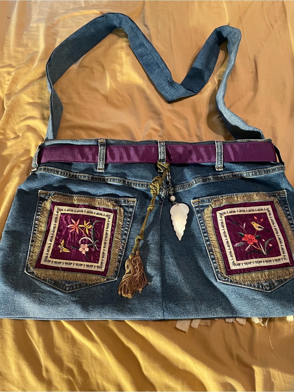 Custom order  for @ starson7th only handmade denim crossbody bag with Rae swag - Picture 2 of 2